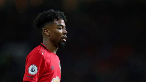 Angel Gomes pictured sideways on during a Premier League match