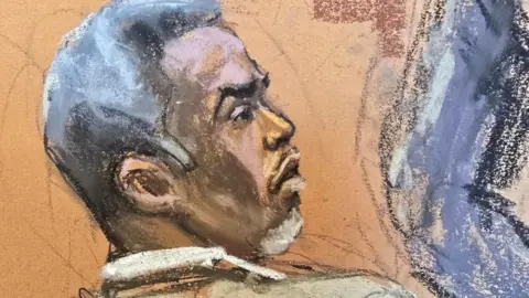 A courtroom sketch of Sean Diddy Combs