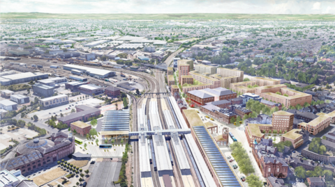 An artist impression of the revamped rail area in Derby