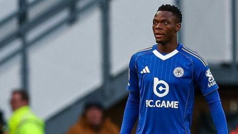 Patson Daka in action for Leicester City