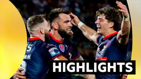 Kyle Feldt celebrates his try for St Helens against Wakefield