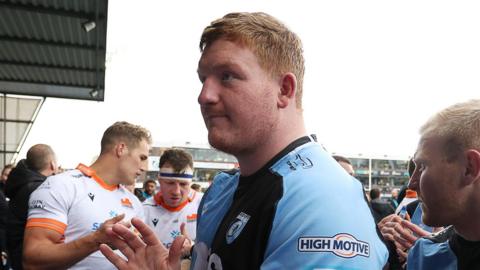 Rhys Carre leaves the field after Cardiff's defeat to Edinburgh