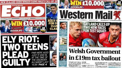 South Wales Echo and Western Mail front pages 