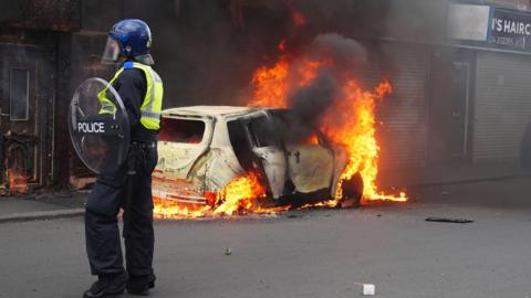 A car on fire in Middlesbrough