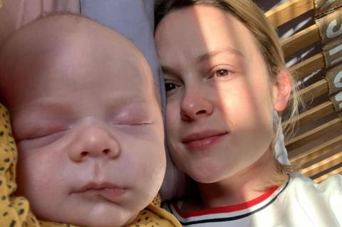 Kimberley Nixon with her baby