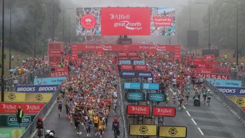 Runners at the start of the Great North Run on 8 September 2024