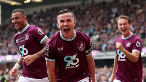 Josh Cullen celebrates scoring for Burnley against Sunderland