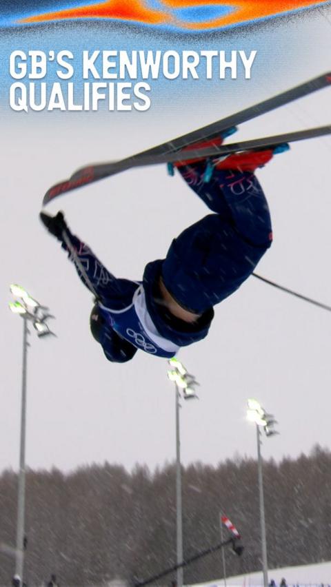 Team GB's Gus Kenworthy mid air backflip in the freeski halfpipe qualifiers