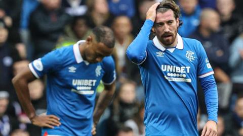 Rangers players dejected at Ibrox