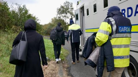 Irish police officers on the side of the road