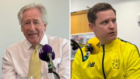 Rod Bransgrove and Ben Brown look on at the Hampshire Cricket Forum