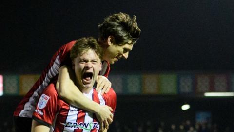 Lincoln City celebrate against Bradford City