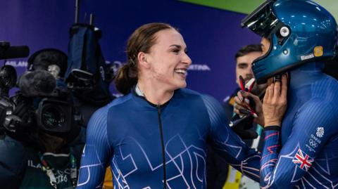 Adele Nicoll and Ashleigh Nelson of Team Great Britain in the bobsleigh two-woman at the Milano Cortina 2026 Winter Olympic Games