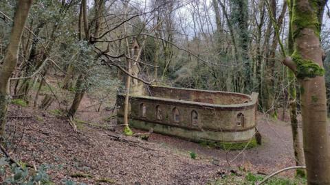 The ruin of a former school/church tucked away in the woods at Bedham