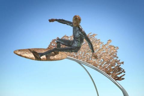 Newquay surfing statue