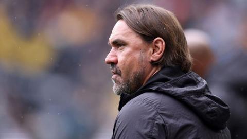 Leeds United manager Daniel Farke looks on at play