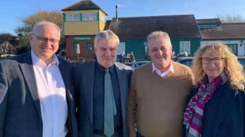 (L-R) Ian Roome, MP for North Devon with David Clayton, leader of North Devon District Council, Frank Biederman, now a Liberal Democrat councillor and Caroline Leaver, Liberal Democrat group leader on Devon County Council