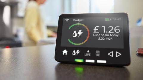 Image of a smart meter on a kitchen counter 