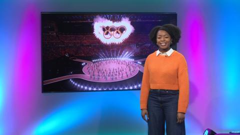 Emma-Louise on the Newsround set