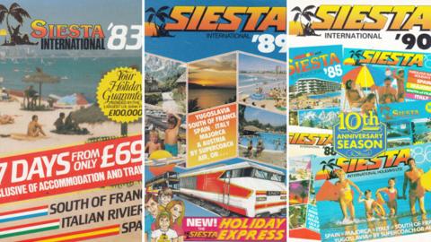 Composite of brochures for Siesta Holidays in the 80s and 90s.