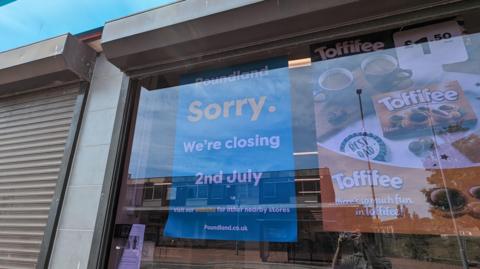 Sign in Poundland shop window