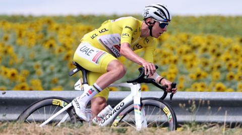 Tadej Pogacar during stage 15 of the 2025 Tour de France