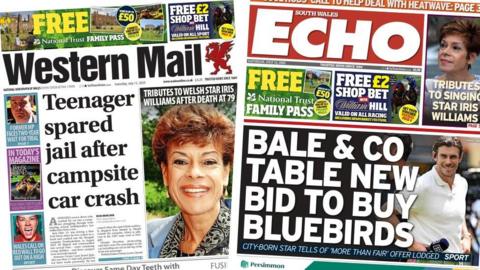 Front page of the Western Mail and South Wales Echo