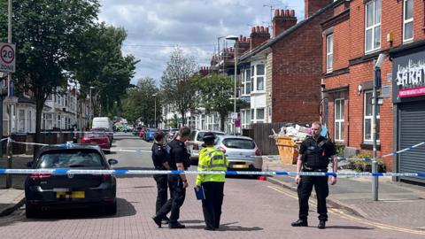 Police cordon in Cambridge Street, Leicester 