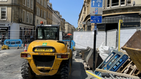 Bollards under installation