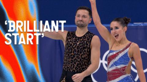 Lewis Gibson in rhinestone leopard print and Lilah Fear in Union Jack dress