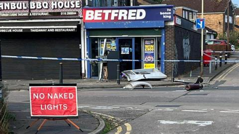 Damaged cash machine