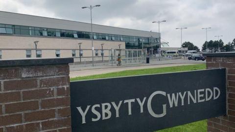 Arwydd Ysbyty Gwynedd