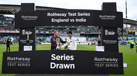 Shubman Gill and Ben Stokes shake hands after England and India draw their Test series 2-2 