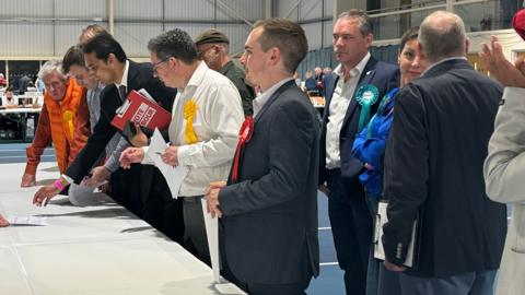 Candidates at the count in Telford 