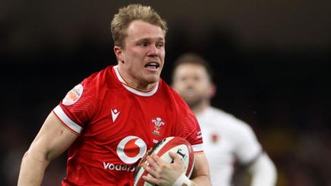 Blair Murray in action for Wales against England
