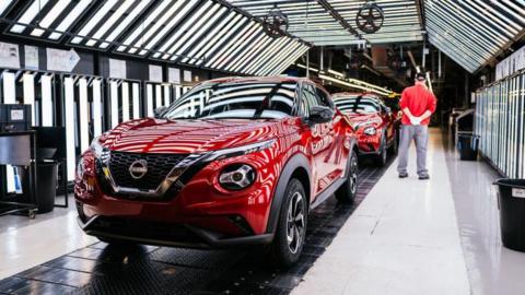 Nissan hybrid car assembly line