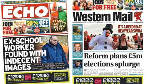 Front page of South Wales Echo and Western Mail