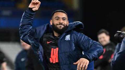 Keshi Anderson celebrates Blues' ninth away league win of the season - thanks to his 49th-minute strike