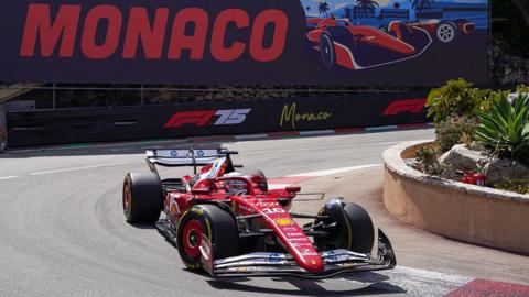 Charles Leclerc driving the 2025 Ferrari at the Formula 1 Monaco Grand Prix