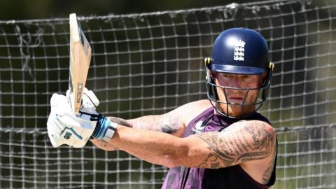 England captain Ben Stokes plays a shot during practice
