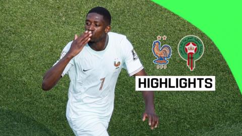 Ousmane Dembélé blows a kiss to the crowd to celebrate scoring France's winning goal in the 2026 World Cup
