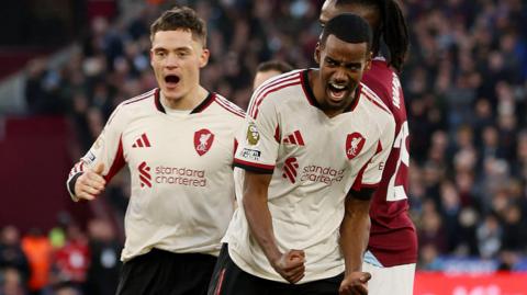 Alexander Isak celebrates