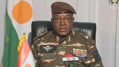 Leader of Niger Abdourahamane Tchiani dressed in military camouflage gear.