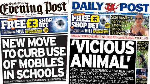 Front pages of papers