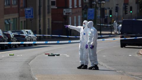 A police cordon in Nottingham following the 2023 attacks.