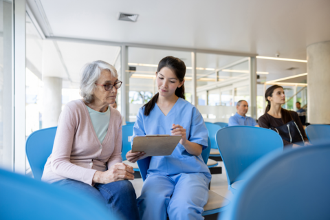 Doctor talks to patient