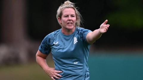  Marlie Packer of England gestures 