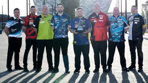 Gerwyn Price, Nathan Aspinall, Michael van Gerwen, Luke Humphries, Luke Littler, Stephen Bunting, Rob Cross and Chris Dobey