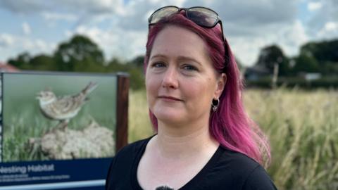 Sarah Postlethwaite at the skylarks nesting site