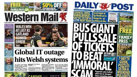 Front pages of the Daily Post and the Western Mail
